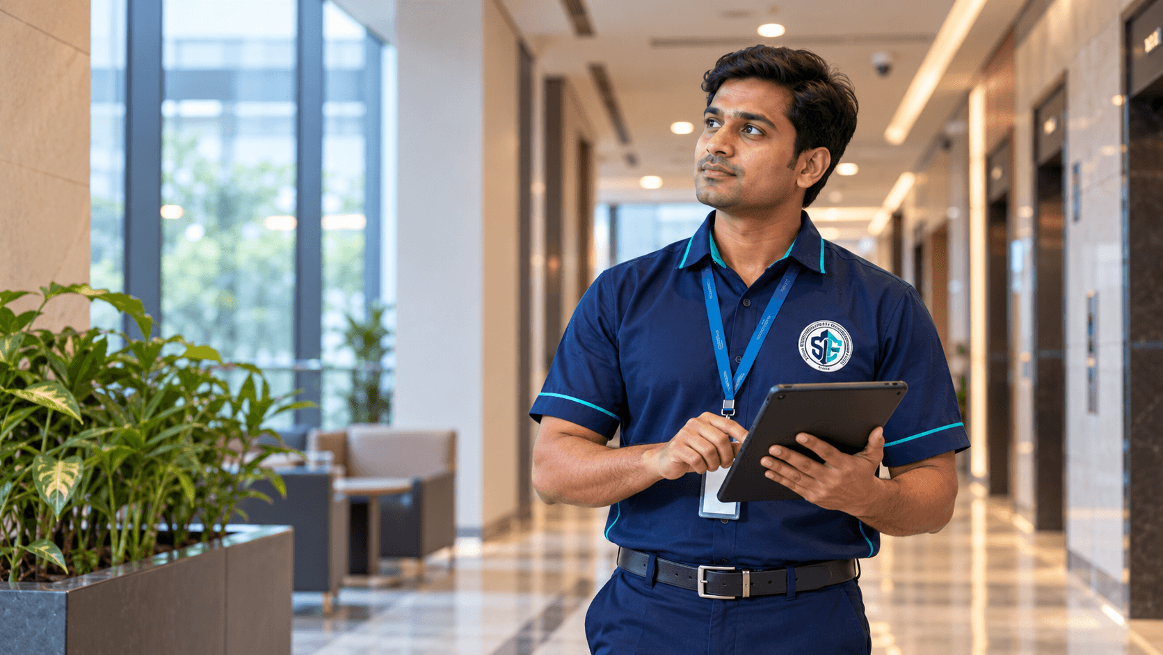 Facilities supervisor coordinating an operational service team