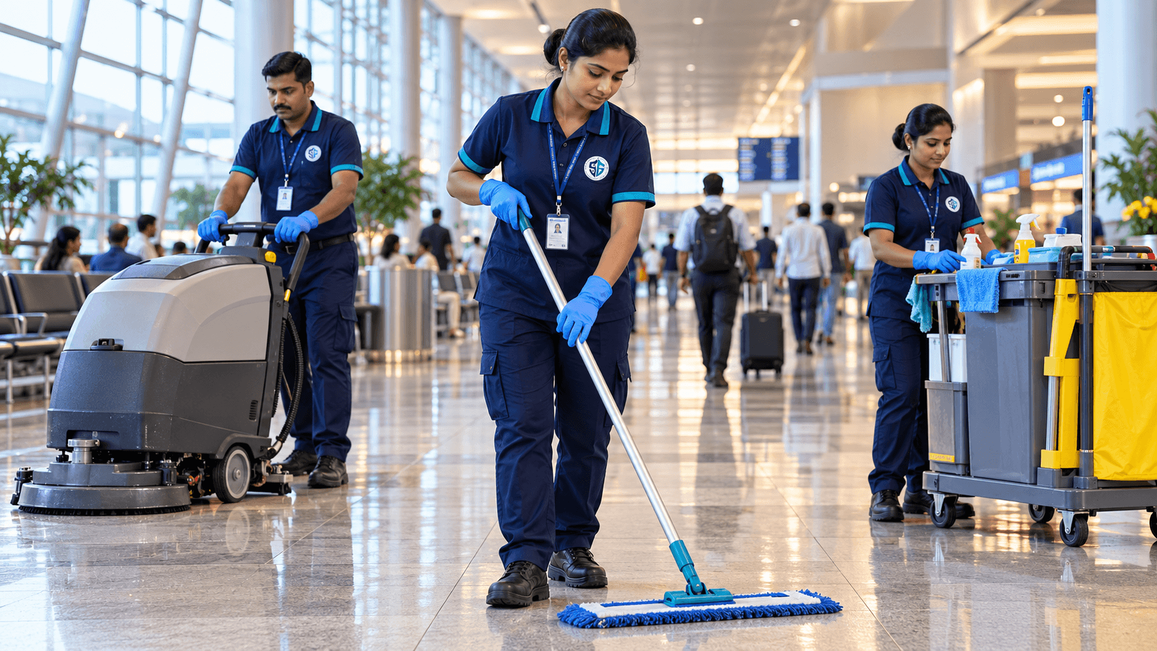 Facility cleaning in a public transport environment