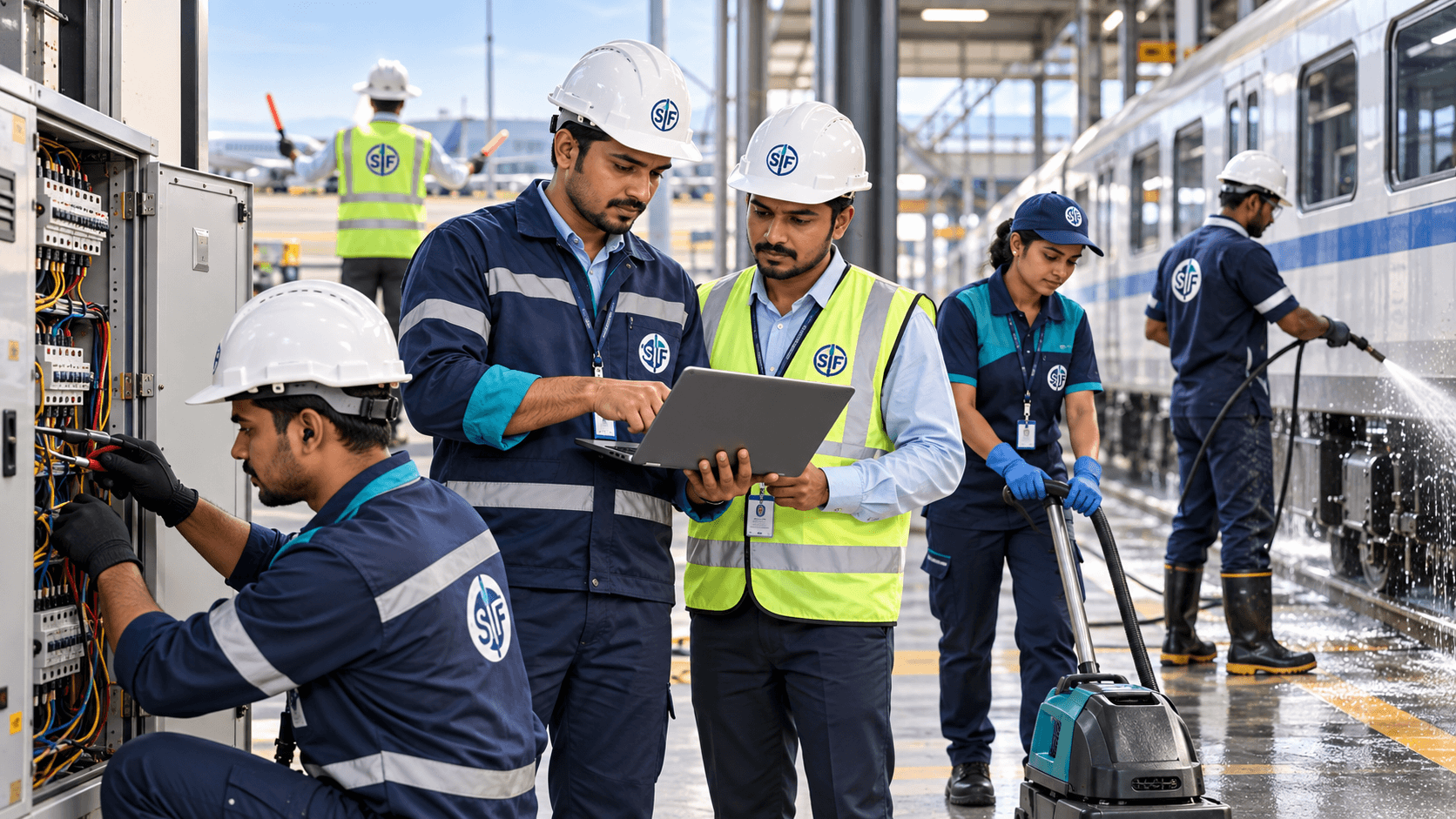 Facilities team in a modern railway environment