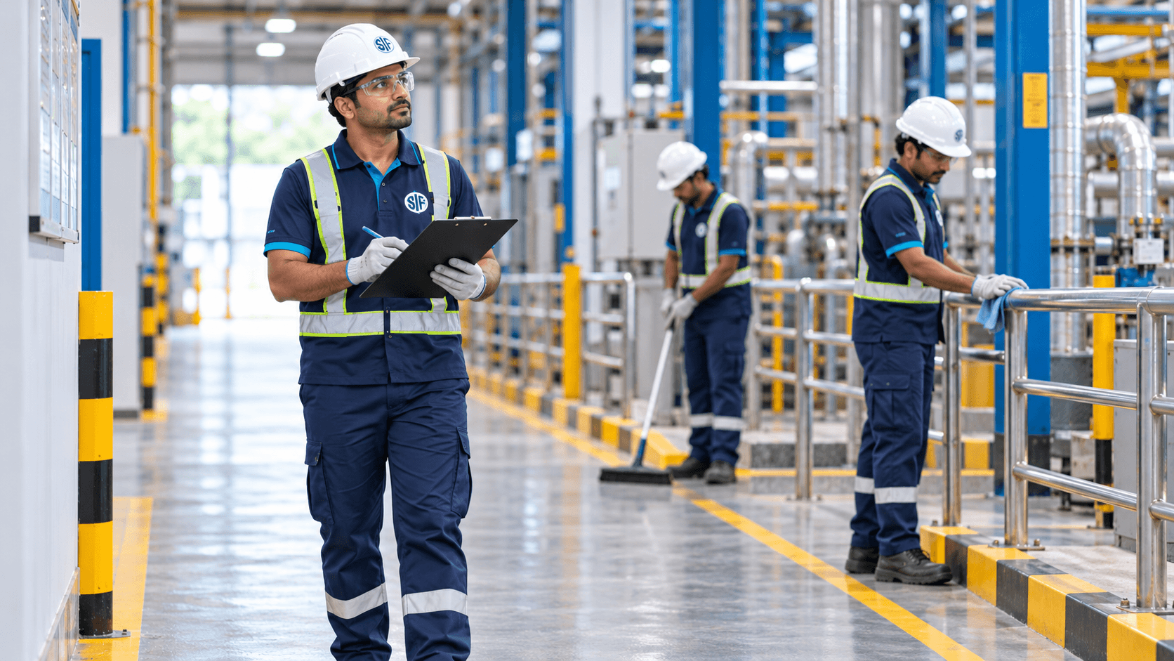 Facility support personnel at an energy site