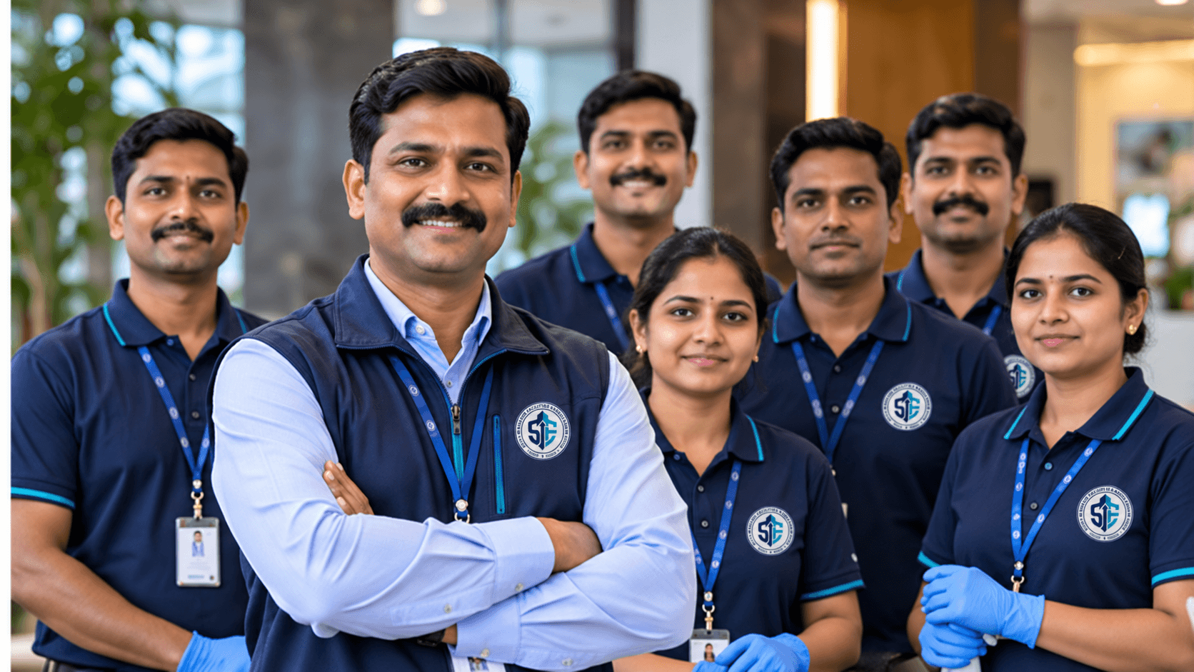 Professional facility-services team prepared for site operations